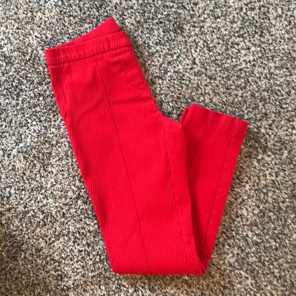 DALIA Red Ankle Pants | Stretch Slim Fit Trousers